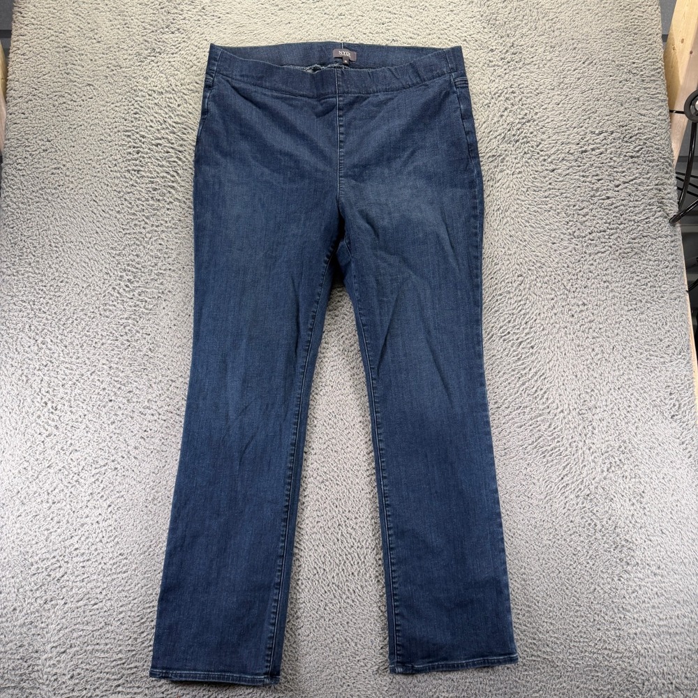 Nydj‎ Jeans Womens 18 Blue Cotton Denim Jegging Pull-On Workwear Faded Travel